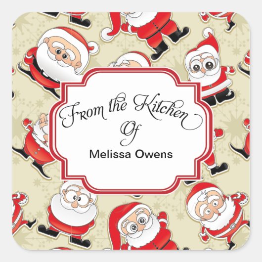 サンタクロースベーキングシールの台所から スクエアシール (正面)