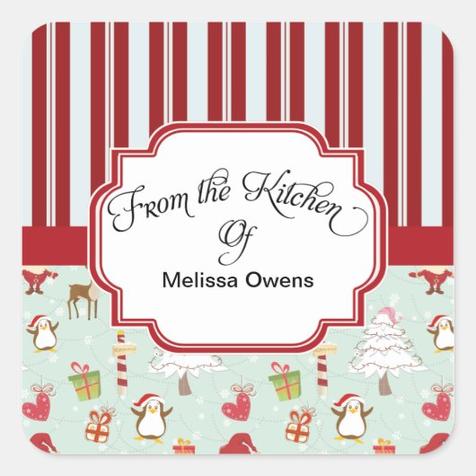 サンタクロースベーキングシールの台所から スクエアシール (正面)