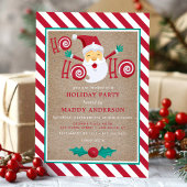 サンタクロースペパーミントキャンディクリスマスパーティー 招待状