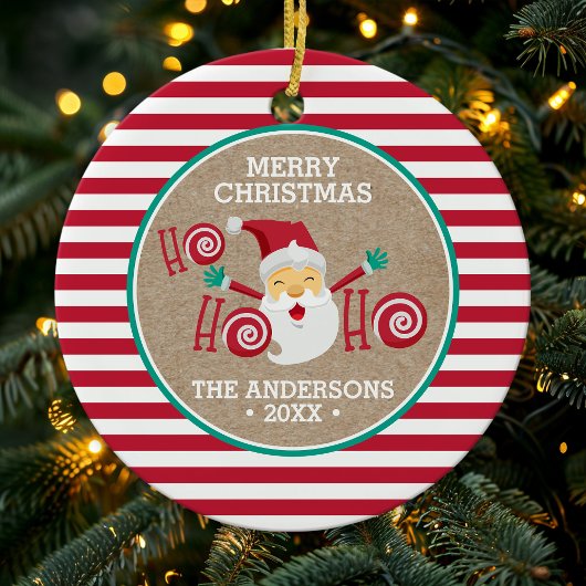 サンタクロースペパーミントクパーソナライズされたリスマス セラミックオーナメント