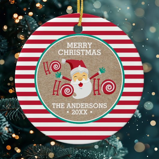 サンタクロースペパーミントクパーソナライズされたリスマス セラミックオーナメント