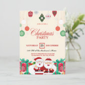 サンタクロースホリデーパーティー招待状カスタマイズ 招待状 (スタンド正面)