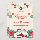 サンタクロースホリデーパーティー招待状カスタマイズ 招待状 (正面/裏面)