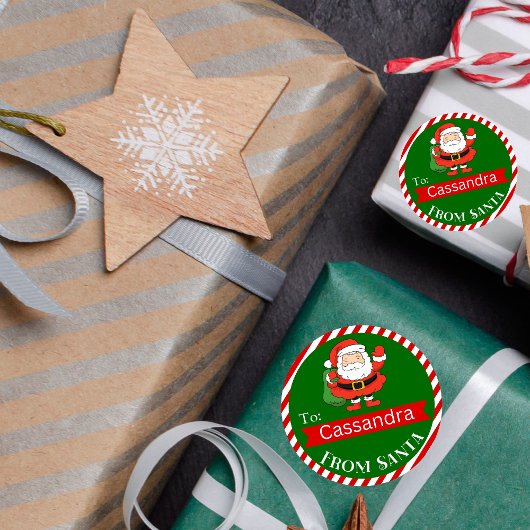 サンタクロースホリデーラウンドギフトシール ラウンドシール