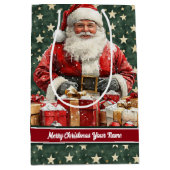 サンタクロースホリデー抱き枕カスタムモノグラム ミディアムペーパーバッグ (正面)