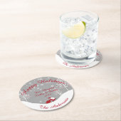 サンタクロースホワイトツリーズレッドオーナメントスノーコースター ラウンドペーパーコースター (インサイチュ)