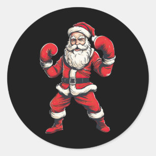 サンタクロースボクサーボクシングキックボクシングクリスマスマート ラウンドシール