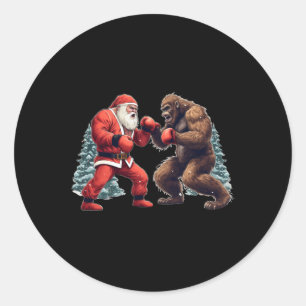 サンタクロースボクシングビッグフットサスカッチクリスマス ラウンドシール