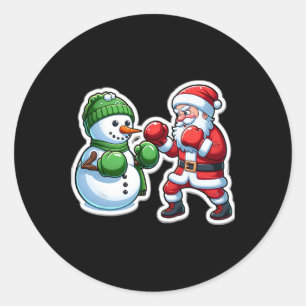 サンタクロースボクシング雪だるまクリスマス ラウンドシール