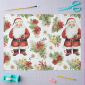 サンタクロースポインセタスフラワーズクリスマス 薄葉紙 (クラフト)