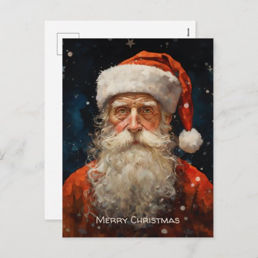 サンタクロースポートレートバンゴッホスタイル シーズンポストカード (正面/裏面)