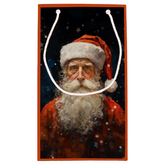 サンタクロースポートレートビンセントヴァンゴッホスタイル スモールペーパーバッグ (裏面)