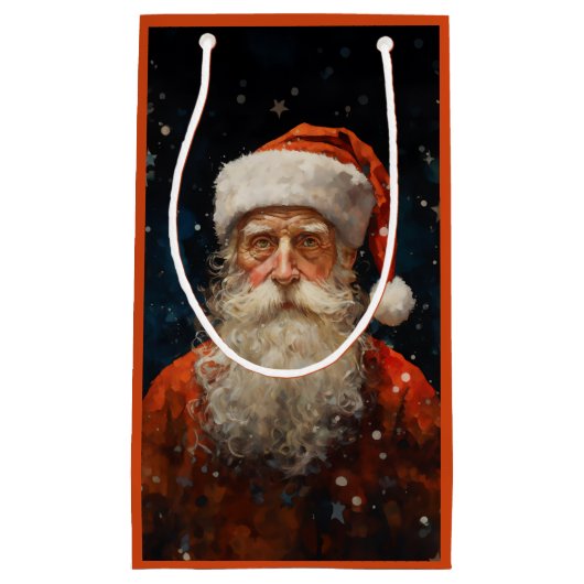 サンタクロースポートレートビンセントヴァンゴッホスタイル スモールペーパーバッグ (正面)