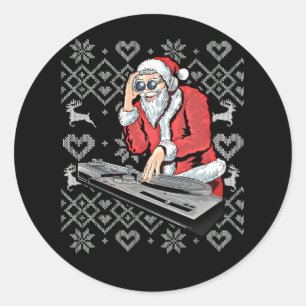 サンタクロースミュージックDJブリークリスマスタッキークリスマス ラウンドシール