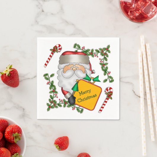 サンタクロースメッセージホリデー スタンダードカクテルナプキン (インサイチュ)