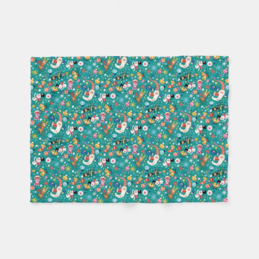 サンタクロースメリーと友人のパターン フリースブランケット (正面(横))