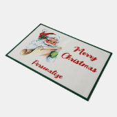 サンタクロースメリークリスマスホリデーパーソナライズ ドアマット (アングル)