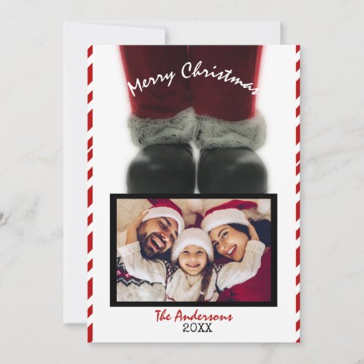 サンタクロースメリークリスマスホリデーフォトカード 招待状 (正面)