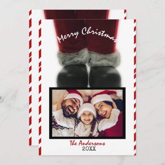 サンタクロースメリークリスマスホリデーフォトカード 招待状 (正面/裏面)