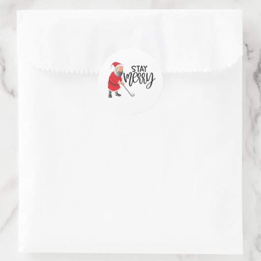 サンタクロースメリークリスマスホリデー付きゴルフステイ ラウンドシール (バッグ)