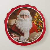 サンタクロースメリークリスマスヴィンテージファミリーカスタム ラウンドクッション (裏面)
