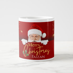 サンタクロースメリークリスマス名前をカスタムするコーヒーマグ ジャンボコーヒーマグカップ