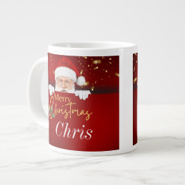 サンタクロースメリークリスマス名前をカスタムする両面 ジャンボコーヒーマグカップ