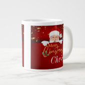 サンタクロースメリークリスマス名前をカスタムする両面 ジャンボコーヒーマグカップ (正面右)