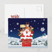 サンタクロースメリートナカイXマスおもしろい ポストカード (正面/裏面)