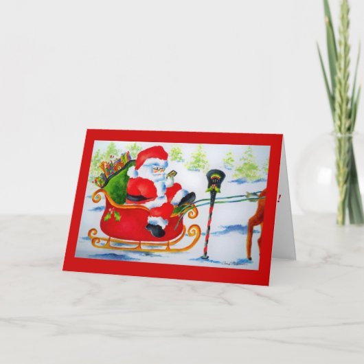 サンタクロースメールや文字を打つ シーズンカード (正面)