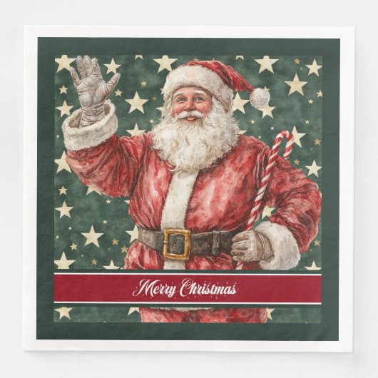 サンタクロースモダンウォーターカラーホリデーナプキンズ (正面)