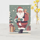 サンタクロースモダンクリスマスカード カード (黄色い花)