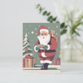 サンタクロースモダンクリスマスカード シーズンポストカード (スタンド正面)