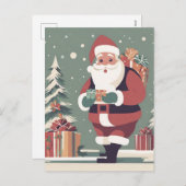 サンタクロースモダンクリスマスカード シーズンポストカード (正面/裏面)