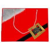 サンタクロースモダンスーツクリスマスレッドホリデー ラージペーパーバッグ (正面)