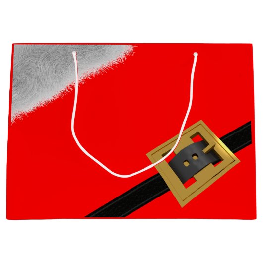 サンタクロースモダンスーツクリスマスレッドホリデー ラージペーパーバッグ (正面)