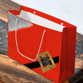 サンタクロースモダンスーツクリスマスレッドホリデー ラージペーパーバッグ