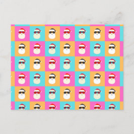 サンタクロースモダンネオン数々のカラー写真コラージュ ポストカード