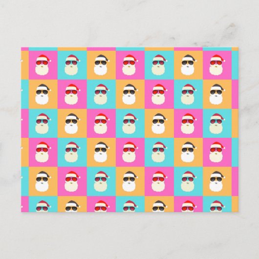 サンタクロースモダンネオン数々のカラー写真コラージュ ポストカード (正面)