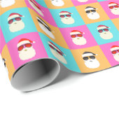 サンタクロースモダンネオン数々のカラー写真コラージュ ラッピングペーパー (ロールコーナー)