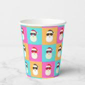 サンタクロースモダンネオン数々のカラー写真コラージュ 紙コップ (裏面)