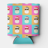 サンタクロースモダンネオン数々のカラー写真コラージュ 缶クーラー (正面)