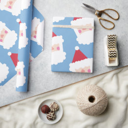 サンタクロースモダンミニマリストブルー ラッピングペーパー