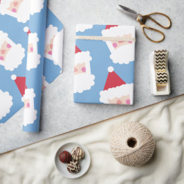 サンタクロースモダンミニマリストブルー ラッピングペーパー