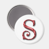 サンタクロースモノグラムイニシャルホリデーズクリスマス マグネット (正面/裏面)