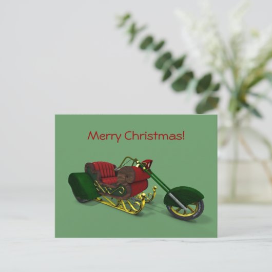 サンタクロースモータートライクそり シーズンポストカード (スタンド正面)