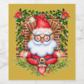 サンタクロースヨガナマステポーズクリスマス ワインラベル (シングルラベル)