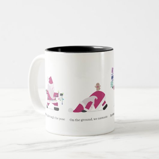 サンタクロースヨガホリデージンルクリスマスめい想 ツートーンマグカップ (正面左)