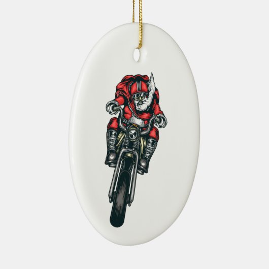 サンタクロースライディングオートバイホリデイオーナメント セラミックオーナメント (右)