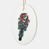 サンタクロースライディングオートバイホリデイオーナメント セラミックオーナメント (左)